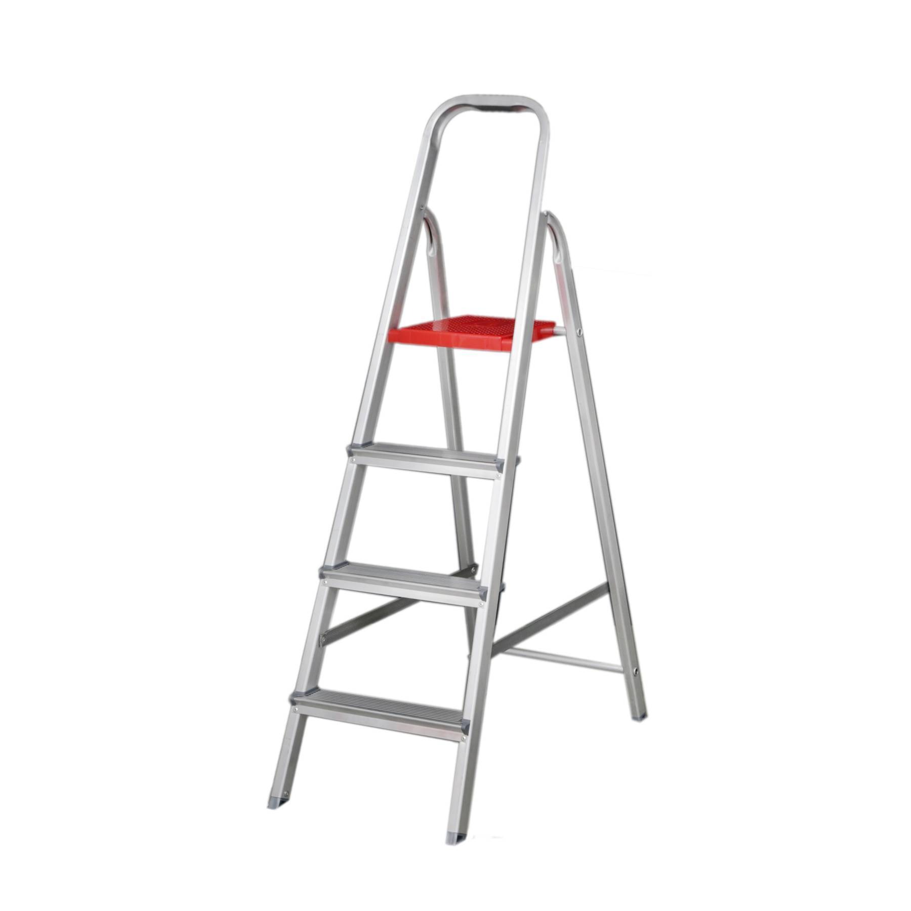 Escada Doméstica Aluminio 4 Degraus Natural 120 Kg Reisam